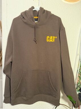 Caterpillar Brown Hoodie with Yellow CAT Logo